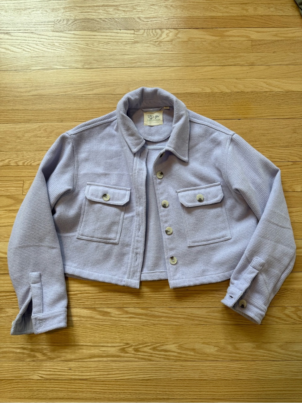 Lilac Cropped Button-Up Jacket